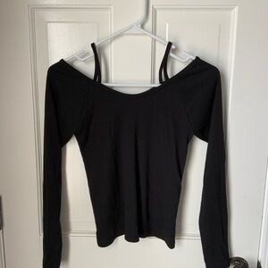 Ribbed Black Off-Shoulder Women's Top